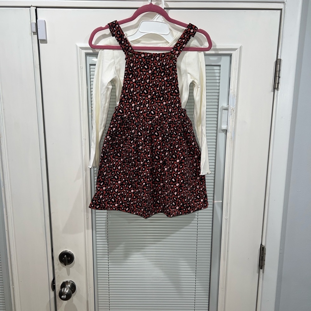 Cupcakes & Cashmere Pink Leopard Pinafore with White Top